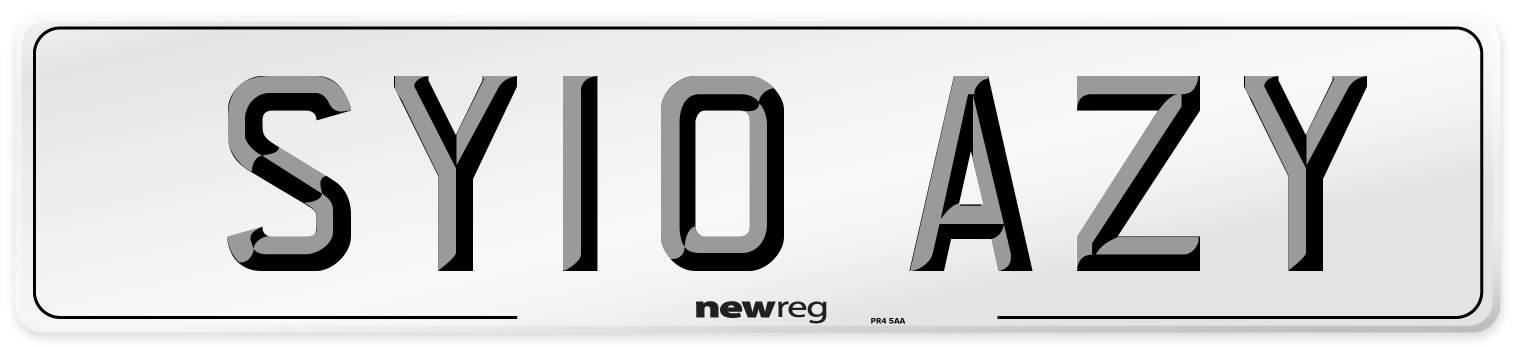 SY10 AZY Number Plate from New Reg